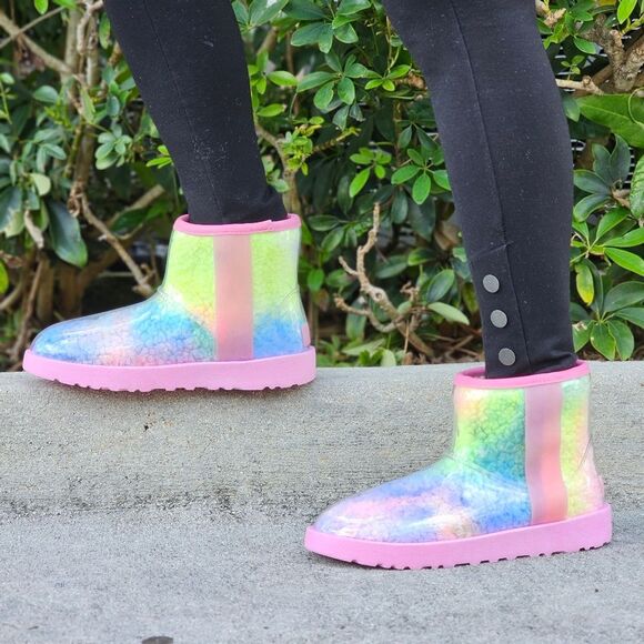 Womens Clear Multi Color Ankle Comfort Boots - Picture 2 of 5